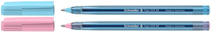 Golyóstoll, 0,5 mm, kupakos, SCHNEIDER "Tops 505 M Bubble Gum" kék, limitált kiadás