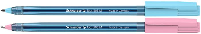 Golyóstoll, 0,5 mm, kupakos, SCHNEIDER "Tops 505 M Bubble Gum" kék, limitált kiadás