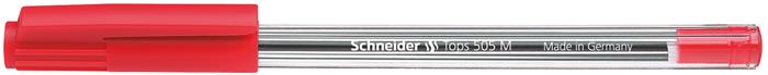 Golyóstoll, 0,5 mm, kupakos, SCHNEIDER "Tops 505 M", piros