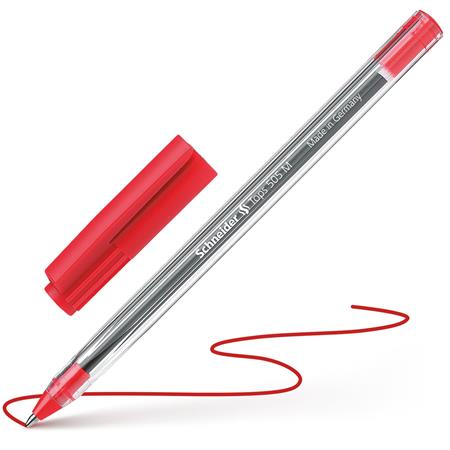 Golyóstoll, 0,5 mm, kupakos, SCHNEIDER "Tops 505 M", piros
