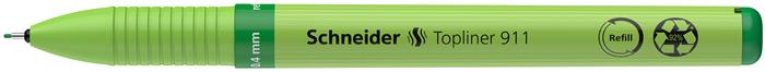 Tűfilc, 0,4 mm, cserélhető betétes, újrahasznosított tolltest, SCHNEIDER "Topliner 911", zöld