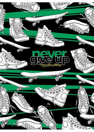 Füzet, tűzött, A5, vonalas, 80 lap, SHKOLYARYK "Never give up", vegyes