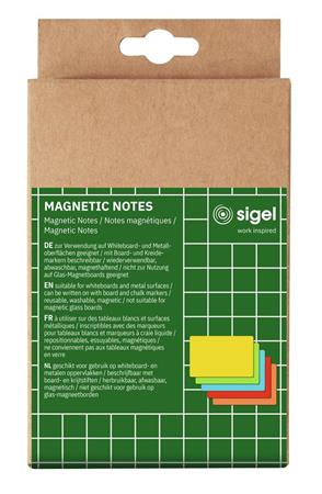 Mágneses jegyzetlap csomag, 10x15 cm, 25 db, SIGEL, vegyes színek
