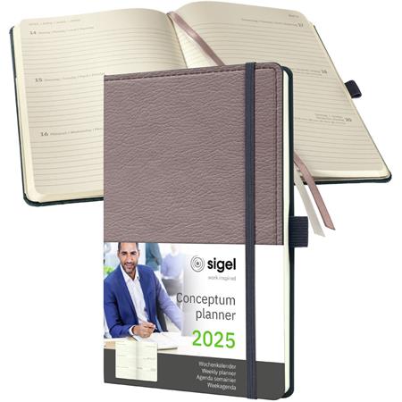 Naptár, A5, heti, 2025, kemény borító, SIGEL "Conceptum"