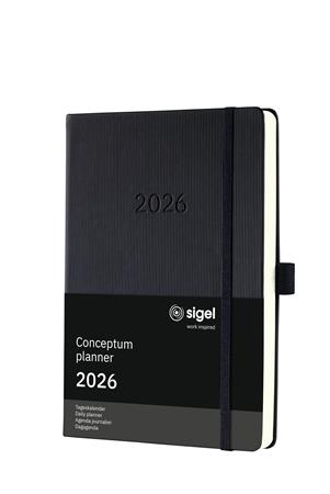 Naptár, A5, napi, 2026, kemény borító, SIGEL "Conceptum", fekete