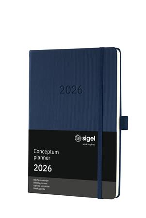 Naptár, A5, heti, 2026, kemény borító, SIGEL "Conceptum", éjkék