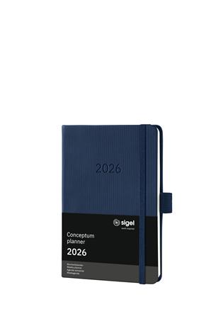 Naptár, A6, heti, 2026, kemény borító, SIGEL "Conceptum", éjkék