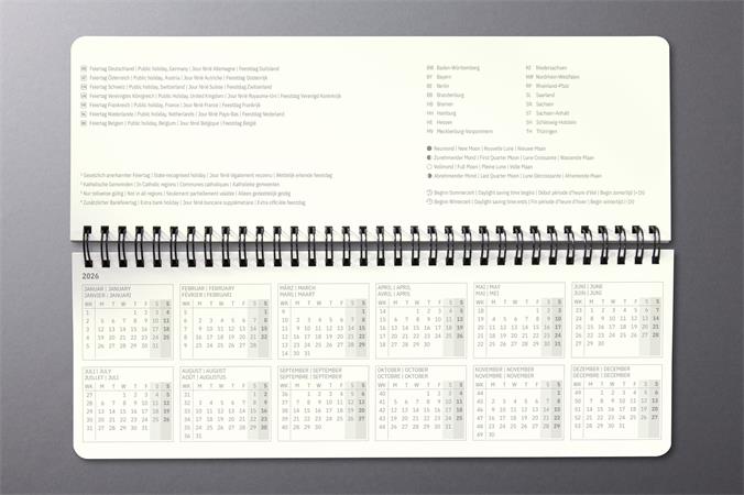 Naptár, asztali, álló, 2026, 300x143x18 mm, SIGEL "Conceptum", fekete