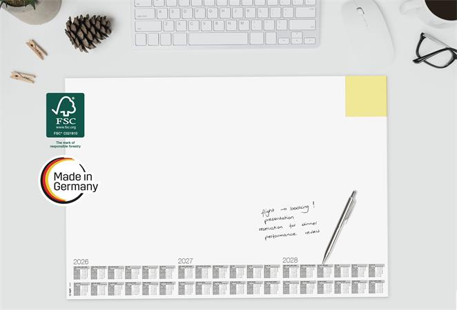 Könyökalátét, 595x410 mm, 3 éves és heti tervezővel, jegyzettömbbel, SIGEL "Memo"