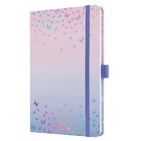 Naptár, A5, heti, 2025, kemény borító, SIGEL "Jolie", Butterfly Confetti Candy