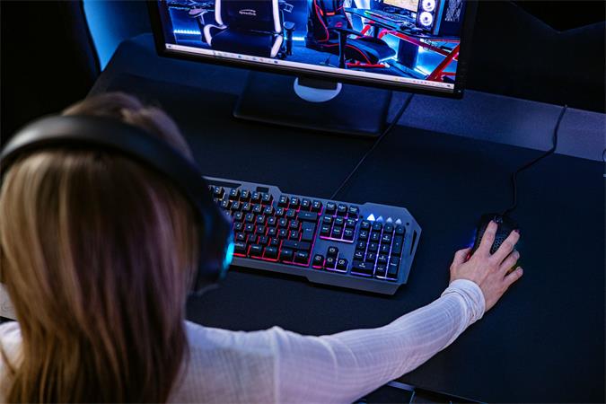Billentyűzet, vezetékes, gaming, fém, USB, HUN, SPEEDLINK "LUNERA RGB Rainbow", fekete