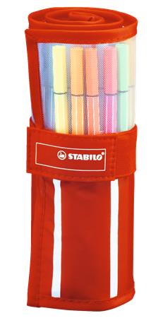 Rostirón, készlet, 1 mm, felcsavarható szett, STABILO "Pen 68", 30 különböző szín
