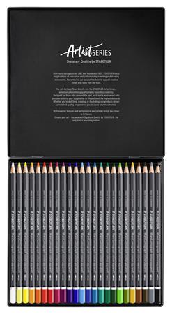 Akvarell színes ceruza készlet, hatszögletű, fémdobozos, STAEDTLER "Mars® Lumograph® 104", 24 különböző szín