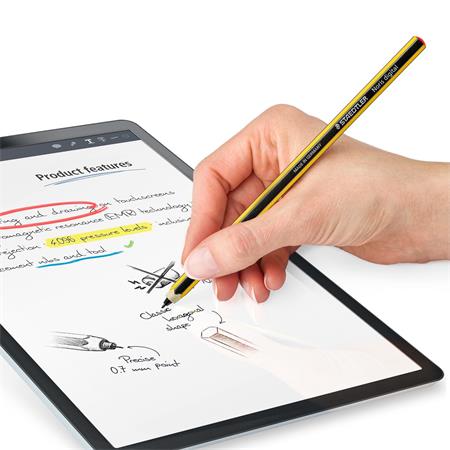 Érintőceruza, érintőképernyős készülékekhez, EMR, STAEDTLER "Noris Digital Classic 180 22", sárga