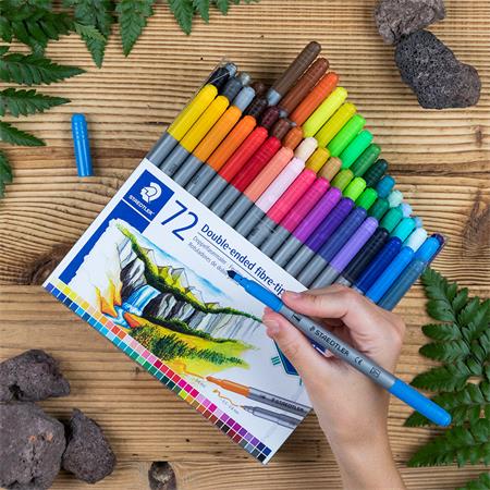 Rostirón készlet, 0,8/3,0 mm, kétvégű, STAEDTLER® "3200", 72 különböző szín