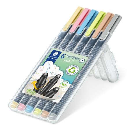 Tűfilc készlet, 0,3 mm, STAEDTLER "Triplus® 334", 6 különböző pasztell szín