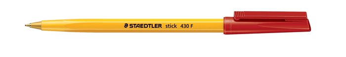Golyóstoll, 0,3 mm, kupakos, STAEDTLER "Stick 430 F", piros