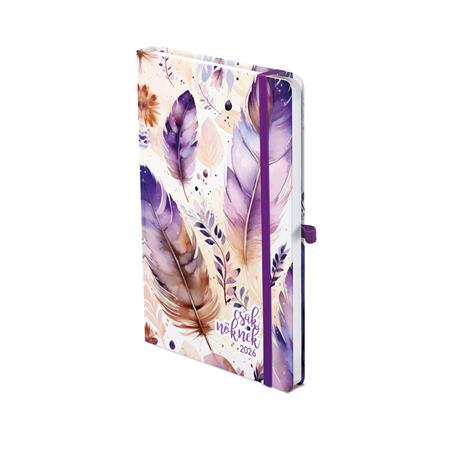 Naptár, tervező, A5, heti, TOPTIMER, "Csak Nőknek", lila toll