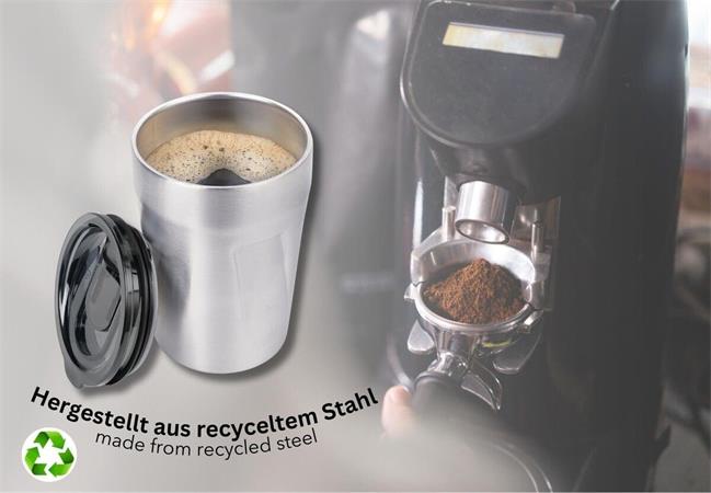 Termoszbögre, 300 ml, rozsdamentes acél, TROIKA "Cup-uccino", ezüst