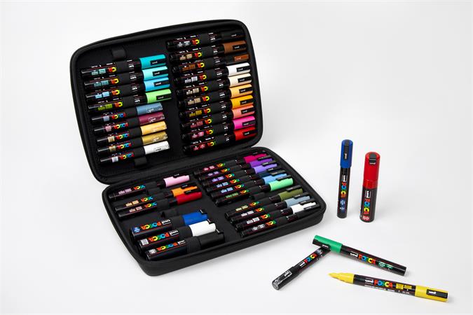 Dekormarker-készlet, táskában, UNI "Posca", 40 darabos