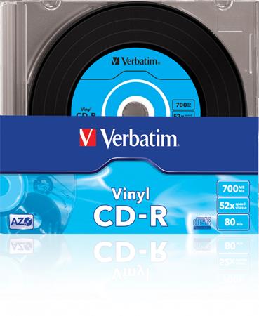 CD-R lemez, bakelit lemez-szerű felület, AZO, 700MB, 52x, 10 db, vékony tok, VERBATIM "Vinyl"