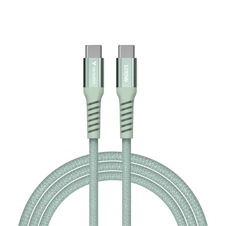 USB kábel, USB-C - USB-C, 1,2 m, 100W, mágneses, VERBATIM, zöld