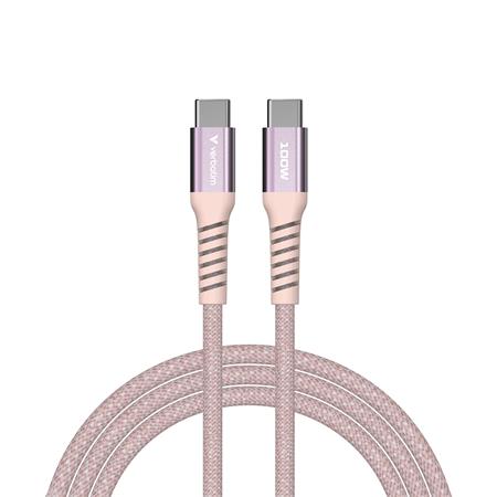 USB kábel, USB-C - USB-C, 1,2 m, 100W, mágneses, VERBATIM, rózsaszín