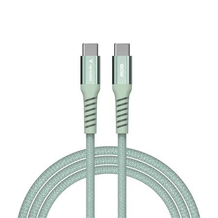 USB kábel, USB-C - USB-C, 1,2 m, 60W, mágneses, VERBATIM, zöld