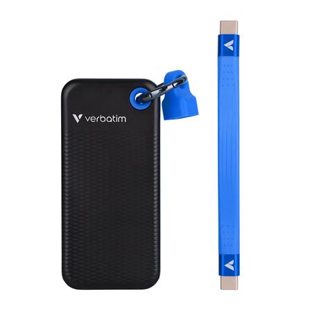 SSD (külső memória) 1TB, USB 3.2 Gen2, VERBATIM "Pocket SSD", fekete/kék