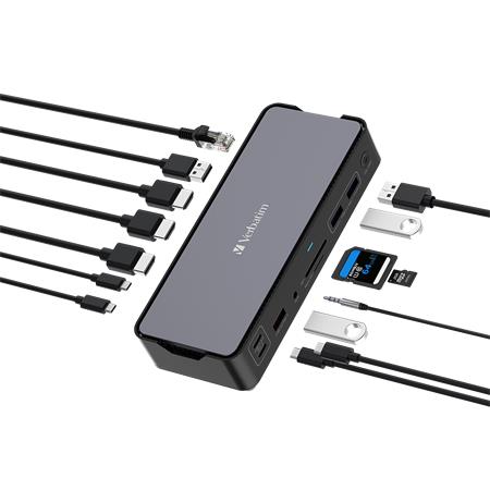 Dokkoló, 15 port, USB-C host, VERBATIM "USB-C Pro CDS-15"