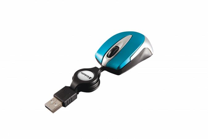 Egér, vezetékes, optikai, kisméret, USB, VERBATIM "Go Mini", ezüst-karibikék