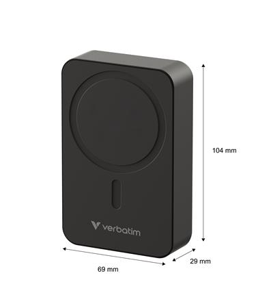 Power bank, külső akkumulátor, mágneses, 20.000mAh, kitámasztó, VERBATIM "Charge n Go Essentials", fekete