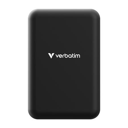 Power bank, külső akkumulátor, mágneses, 20.000mAh, kitámasztó, VERBATIM "Charge n Go Essentials", fekete