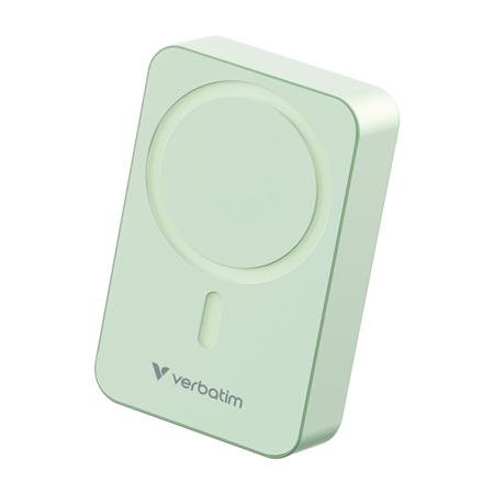 Power bank, külső akkumulátor, mágneses, 20.000mAh, kitámasztó, VERBATIM "Charge n Go Essentials", zöld