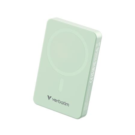 Power bank, külső akkumulátor, vezeték nélküli, 10.000mAh, VERBATIM "Charge n Go Essentials", zöld
