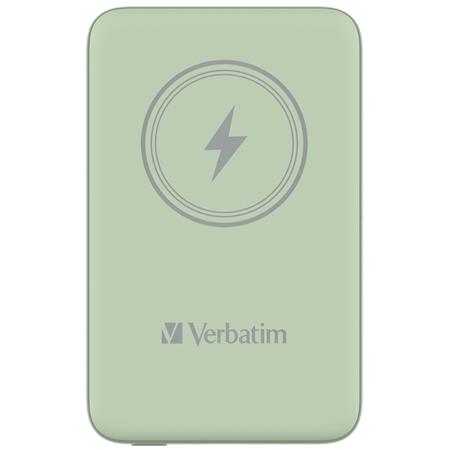 Hordozható akkumulátor, vezeték nélküli töltés, 10000 mAh, VERBATIM "MCP-10, zöld