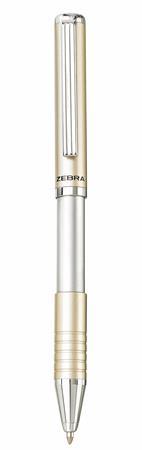 Golyóstoll, 0,24 mm, teleszkópos, pezsgő színű tolltest, ZEBRA "SL-F1", kék