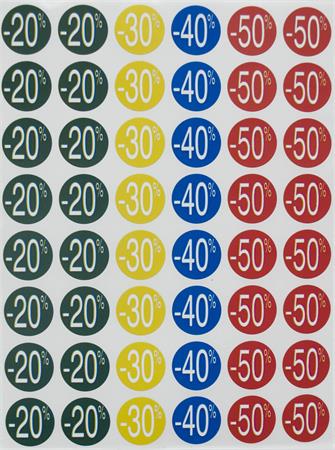 Etikett, árengedmény, 24 mm, kör, színes, APLI, 240 etikett/csomag, -30-70%