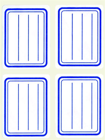 Füzetcímke, kék szegélyes, vonalas, 38x50 mm, 20 db, APLI