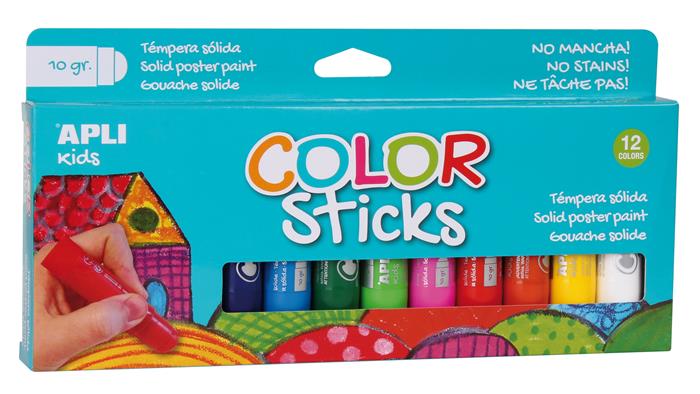 Tempera stift készlet, APLI "Kids", 12 különböző szín