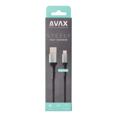 Töltőkábel, USB-A - lightning (Apple), 20W, 1,5 m, AVAX "CB314 Steel", acélszürke