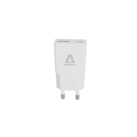 Hálózati töltő, GaN, USB-A + USB-C, AVAX "CH641W Nano Slim", fehér