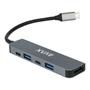 USB-C elosztó-HUB, HDMI+USB-C+2xUSB 3.0, PD, AVAX "HB611 Connect+", fekete
