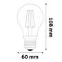 LED izzó, filament, E27, gömb, A60, 7W, 806lm, 2700K, AVIDE