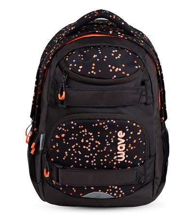 Hátizsák, cipzáras, BELMIL "Infinity Move Dots Blooms", fekete-barack pöttyös