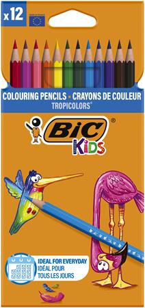 Színes ceruza készlet, BIC KIDS "Tropicolors", 12 különböző szín