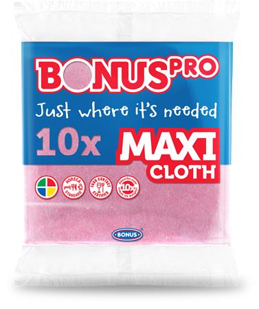 Törlőkendő, univerzális, 10 db, BONUS "Professional Maxi", pink