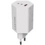 Hálózati töltő, 1xUSB-A, 2xUSB-C, 65W, CANYON "Hexagon 65", fehér