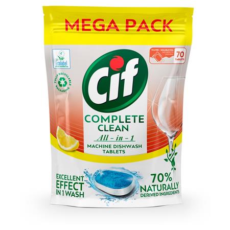 Mosogatógéptabletta, 70 db, CIF "Complete Clean All-in-One", citrom