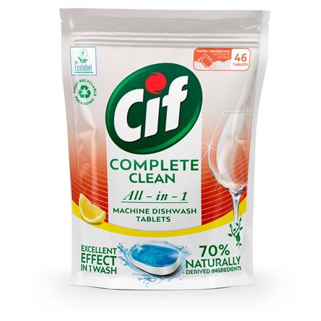 Mosogatógéptabletta, 46 db, CIF "Complete Clean All-in-One", citrom
